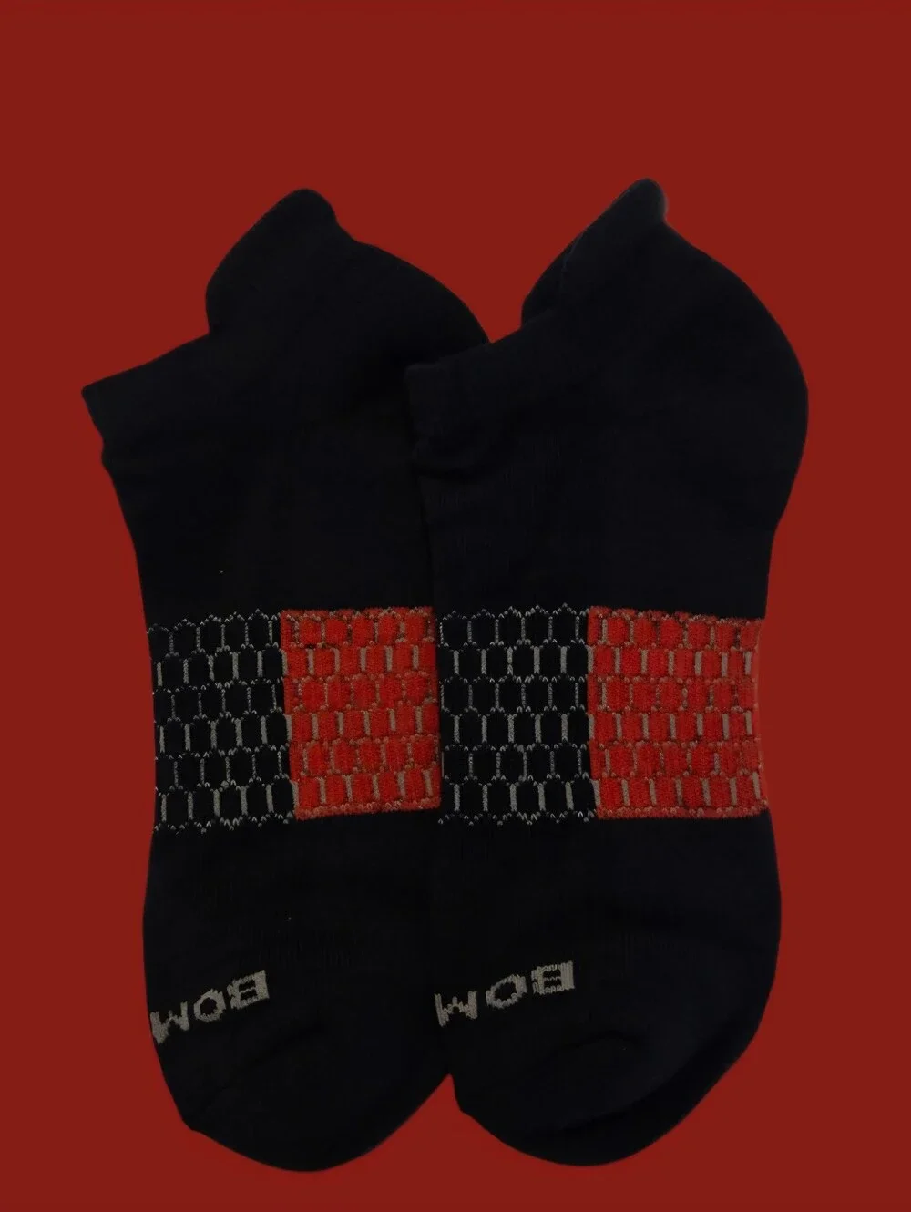 Bombas Large Ankle Socks Black & Red 5 Pair BNWT Unisex Honeycomb Arch Support